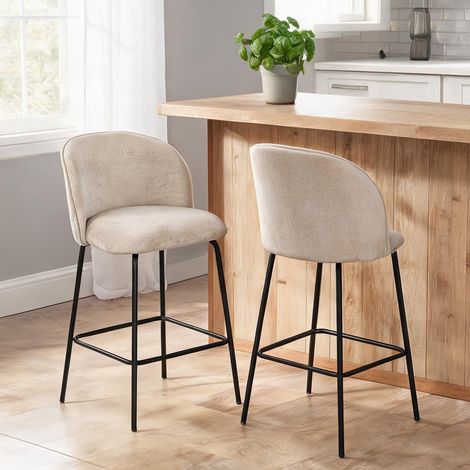 Tabouret de bar beige en ciniglia acciaio 55 x 50 x 93 cm (1/5)