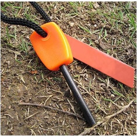 Bâton de magnésium allume-feu - Orange - Pour survie et camping - Accessoire outdoor