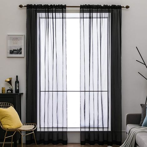 Voilage transparent uni, tringles à rideaux, écharpe décorative légère et transparente pour salon et chambre. (1/5)