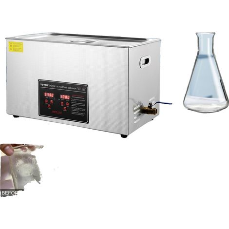 Nettoyeur ultrasonique, puissance de 600 W, capacité de 30 L, argent (1/2)