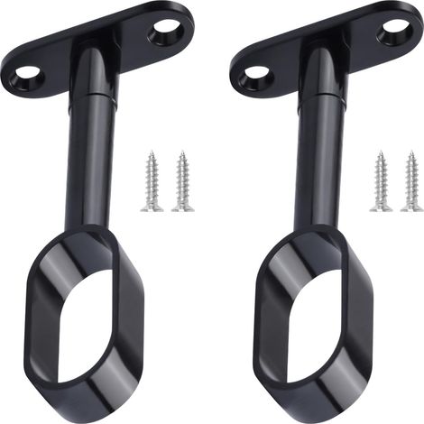 Lot de 2 Supports de tringle à rideaux réglables en acier inoxydable pour plafond et mur