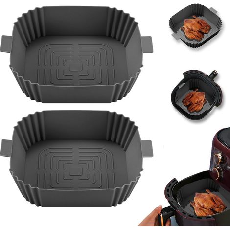 Lot de 2 moules réutilisables en silicone pour friteuse à air, 20 cm, forme carrée.-AquaForge (1/5)