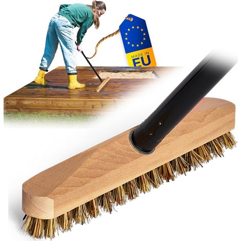 Brosse à récurer en bois avec poils, raclette avec filetage et manche à visser, brosse à récurer en quatre parties, brosse de sol Union, idéale pour
