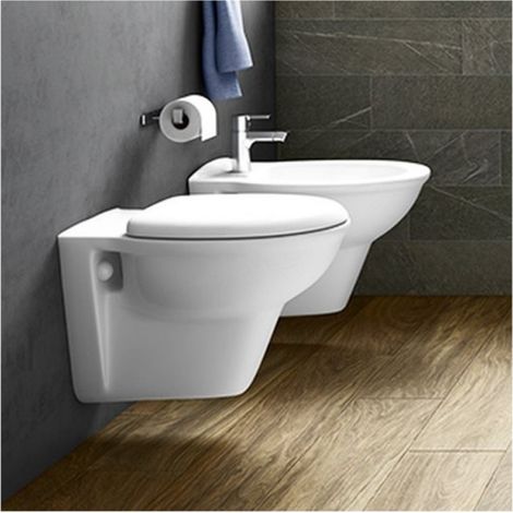 Hängendes Bidet aus glänzend weißer Keramik - Vitra Normus