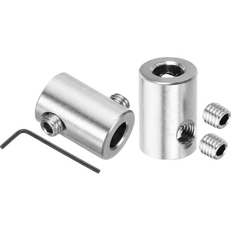 6mm Trou Fil Corde Agrafes Ensemble, 2 pcs 304 Inox Acier Double Trous Serrure Câble Pinces Agrafe avec M5 Hexagone Vis Clé pour Câble Raccords, Argent (1/5)