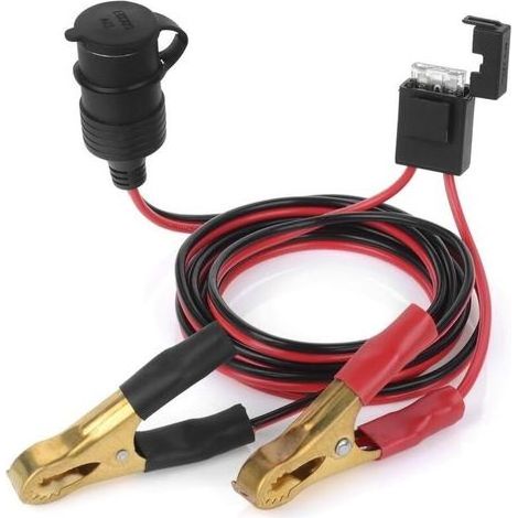 Lntyq Allume Cigare Câble Alimentation Rallonge Pince Crocodile 2m 12V 14awg 25A Adaptateu pour Téléphone Mobile, Aspiration,GPS (1/5)