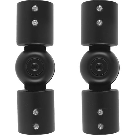 Raccord coudé à charnière, 2 pièces en acier inoxydable pour tringle à rideau, angle de 90 à 180 degrés pour tringle de 2,5 cm (noir) (1/5)
