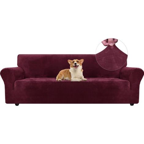 1 Housse de Canapé,Velours,Extensible,Antidérapante,4 Places,Salon