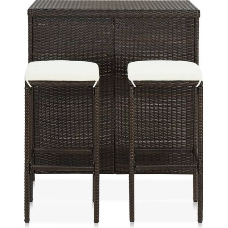 vidaXL Barset 3-teilig Geflochtenes Material Braun
