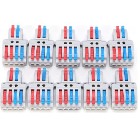 10 Pièces Borne de Raccordement 2 Entrées 4 Sorties avec Trou Fixe 4mm, Bloc de Jonction Rapide 600V pour Câbles (1/5)