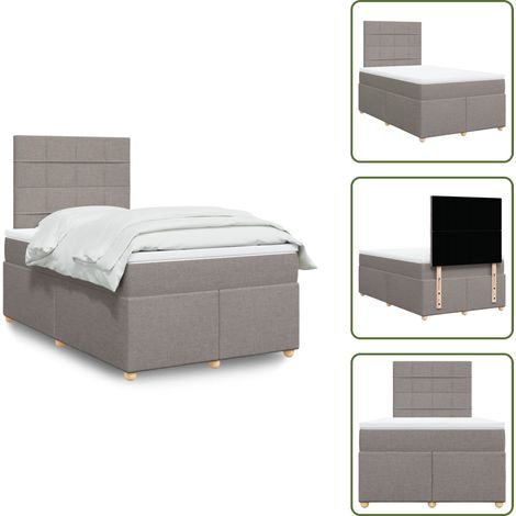 vidaXL Sommier à lattes de lit avec matelas taupe 120x190 cm tissu