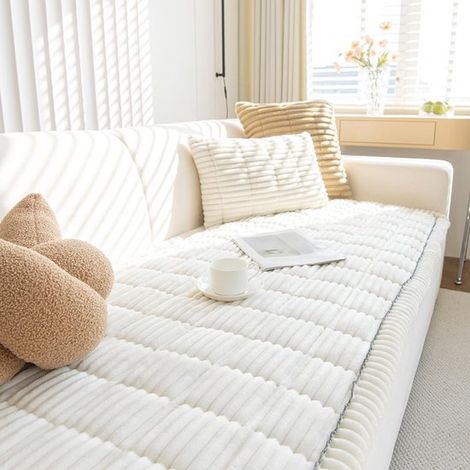 Dicker und weicher Cord Sofabezug rutschfest und waschbar universeller Möbelschutz für 2 , 3 und 4 Sitzer Sofas Dunkelgrün, 70 x 150 cm (1/5)