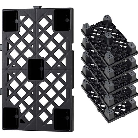 VEVOR 6x Kunststoffpaletten 500x305x100 mm, Nestbare Leichtpaletten mit 1000 kg/㎡ Statischer Traglast, Industriepaletten mit Gitterstruktur Schnappverbindung, Bodenpaletten für Lager Garage Supermarkt (1/5)