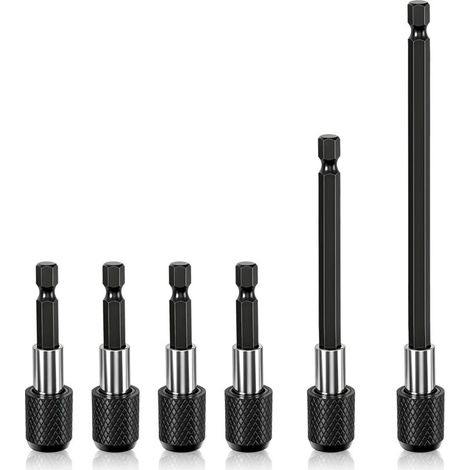 Lot de 6 porte-embouts magnétiques 1/4" tige hexagonale 60/100/150 mm Porte-embout Tournevis Support magnétique pour perceuse visseuse