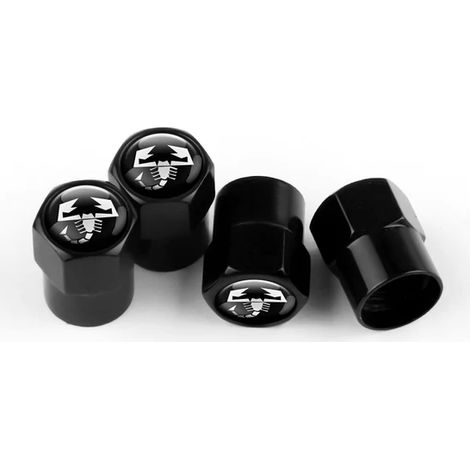 (Scorpion noir) 4 pièces Embouts de valve de pneu étanches en métal avec logo scorpion pour voiture, compatibles avec Viaggio, Abarth, Punto 125 et 500. (1/5)