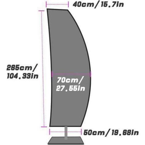Housse de Protection - Parasol Déporté - 210D Oxford Imperméable - Pour Parasol Banane et Cantilever - Taille Grande 265 x 40/70/50 cm - 1 Pièce (1/4)