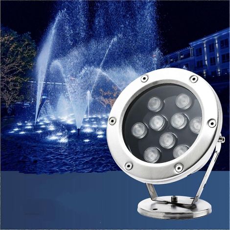 Projecteur LED à faisceau étroit IP68 pour sol, lampe LED annulaire pour fontaine et bassin, orientable à 360 degrés, bleu, 3 W, installation facile, 80 à 90 lm, 12 V (1/5)