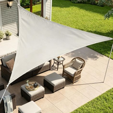 Voile d’ombrage 6x6x6m Triangulaire, Imperméable Toile Ombrage, Tissu Oxford 420D Protection UV, Étanche Déchirements,pour Jardin, Balcon et Terrasse, Câbles de Fixation Inclus, Gris (1/5)