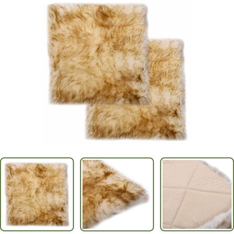 Coussin en peau de mouton - Coussins de chaise lot de 2 Mélange de marron Mouton véritable (1/5)