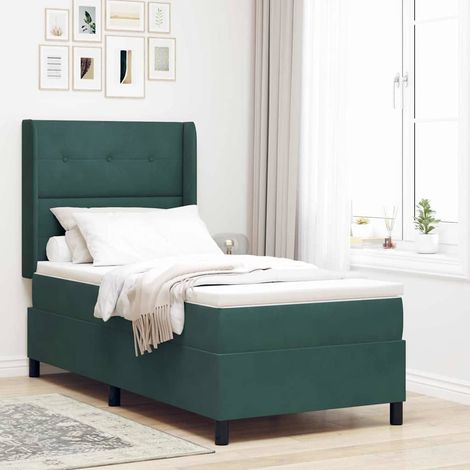 Cama tipo Box Spring Verde oscuro 90 x 200 cm Terciopelo