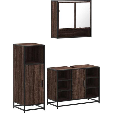 Maison Exclusive - Set Mobili da Bagno 3 pz Rovere Marrone in Legno Multistrato