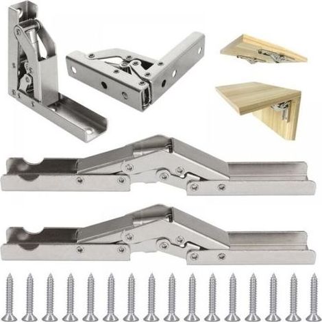 4 Pièces Charniere Invisible Porte Rentrante, étagère Pliables à 90/180 Degrés, Charniere Meuble, Charniere Porte Placard avec 16 Vis, Accessoires de Meubles, Charniere pour Armoire Porte Pla (1/5)