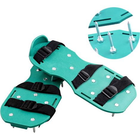 Zapatos para aireador de césped, suela antideslizante con clavos y correas con hebilla (talla única).