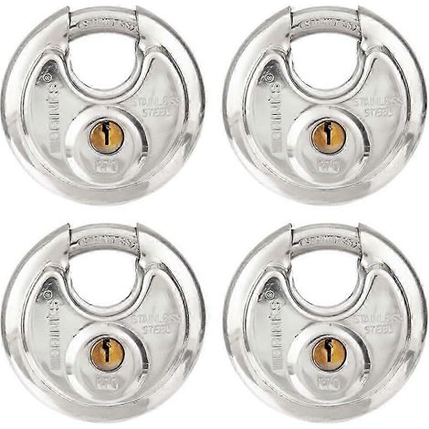 70-mm-Scheibenschlösser, 4er-Set, identische Schlüssel, korrosionsbeständige Chromoberfläche, ideal für Unterstände, Garagen und sichere Aufbewahrung. (1/5)