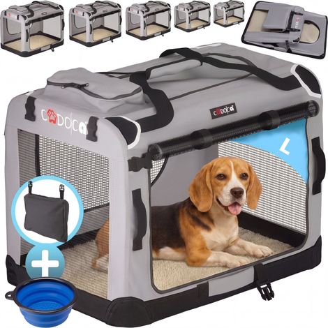 CADOCA® Hundetransportbox faltbar Katzentransportbox Transportbox Autobox Hundebox Box versch. Größen Farbwahl  L - Grau