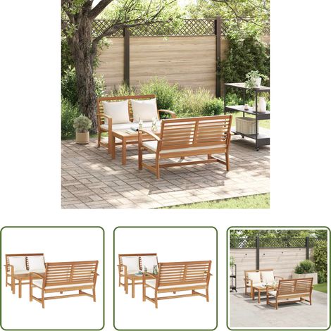 vidaXL Canapé de jardin - Ensemble de canapé de jardin 3 pcs Naturel Bois de teck massif (1/5)