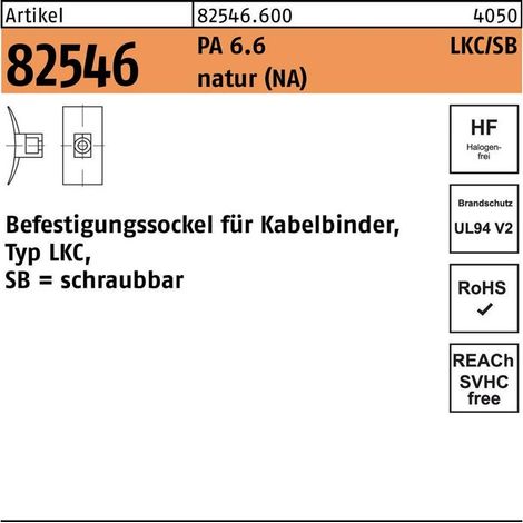 HELLERMANNTYTON Befestigungssockel R 82546 f.Kabelb. Typ LKC/SB 8Polyamid 6.6 natur 100 Stück