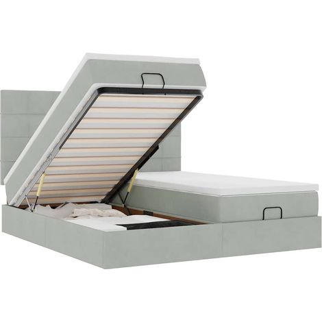 Maison Exclusive - Ottoman-Bett mit Matratzen & LEDs Hellgrau 180