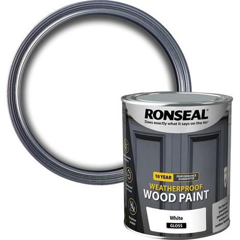 Ronseal 10 Year Weatherproof 2-in-1 White Gloss Wood Paint - 750ml (Model RSL38773) (1/5)