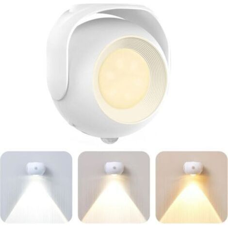 Veilleuse à détecteur de mouvement – ​​Rechargeable, avec 3 températures de couleur et une intensité réglable pour un confort visuel optimal, base magnétique rotative à 350°