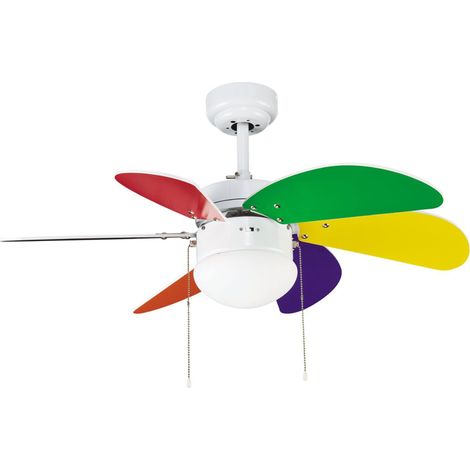 Ventilateur de plafond avec lumière Tandy Cuir. Pelles en bois (MDF). 3 vitesses. Fonction été/hiver. (1 ampoule E27 non incluse) (1/4)