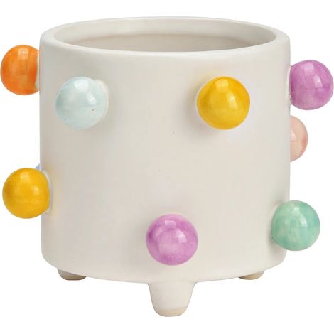 Pot de fleurs a pois multicolores en céramique 13 x 11 x 13 cm (1/3)