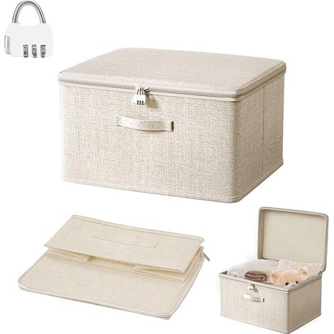 30 x 20 x 14 cm große, abschließbare Aufbewahrungsbox mit Stoffdeckel (1/5)