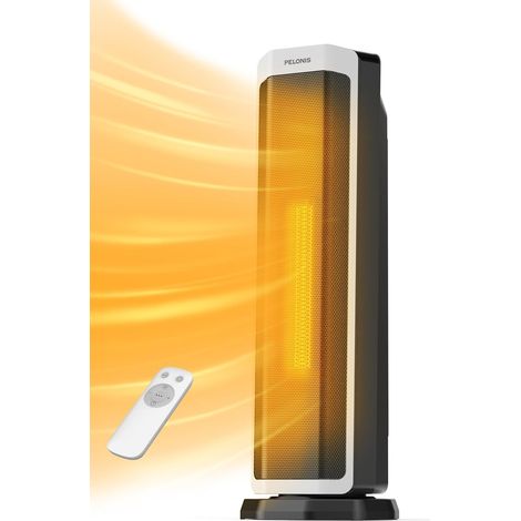 Chauffage soufflant électrique 2000 W avec télécommande, chauffage rapide en 3 secondes et mode ECO, oscillation à 75°, thermostat réglable (5-35 °C), minuterie 8 h, chauffage céramique silenc (1/5)