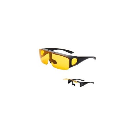 Lunettes Conduite de Nuit - Verres Réversibles pour Porteurs de Lunettes de Vue - Verres Jaunes Anti-Éblouissement, Monture Réglable, Design Unisexe pour Hommes et Femmes (1/5)