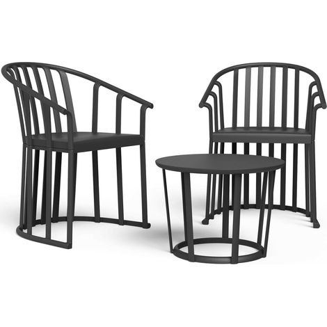 Sillas con brazos y mesa Raff Resol plástico negro (Pack de 2+1) (1/5)