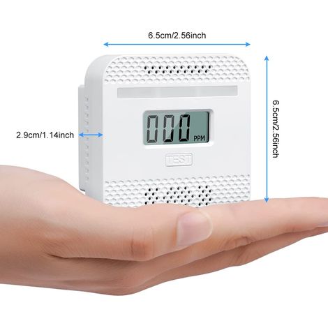 Rilevatore di monossido di carbonio, rilevatore intelligente di monossido di carbonio con display LCD, conforme alla norma EN 50291, con pulsante di prova e indicatore di stato a LED (Mini 1PC) (senza (1/4)