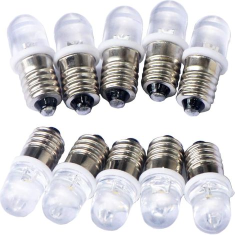 YMYNY Lot de 10 ampoules LED E10 à vis DC12 V, blanc chaud (1/4)