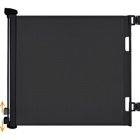 Barrière de Sécurité Rétractable 0 à 140cm pour Bébés et Chiens Barrière de Securité Escalier 85 cm de Haut, Barrière Sécurité Enfant Relocalisable et Enroulable, Noir (1/5)