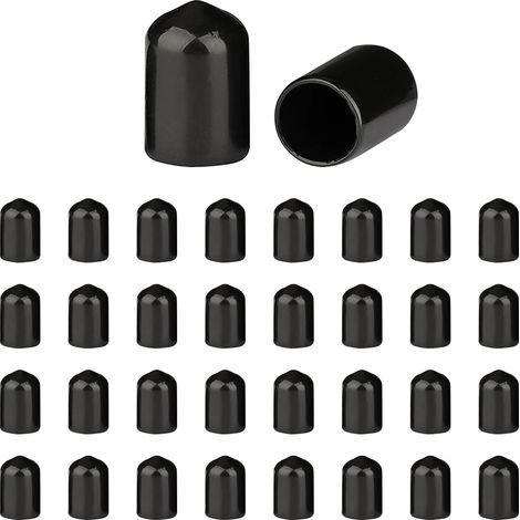 Protections de Filetage de vis - Lot de 200 Caoutchouc PVC Capuchons Ronds, Couvercle en Caoutchouc, Cache Vis Noir, pour Tubes Ronds (Profondeur Approx : 22.5 mm, Diamètre Intérieur : 11 mm),XJDG-11 (1/5)