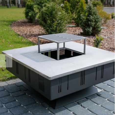 Azura Home Design – Barbecue QUADRUM professionnel en acier – Brûleur à bois – Grille inox – 77.4cm largeur – 46.8cm hauteur – Utilisation toute l'année (1/5)