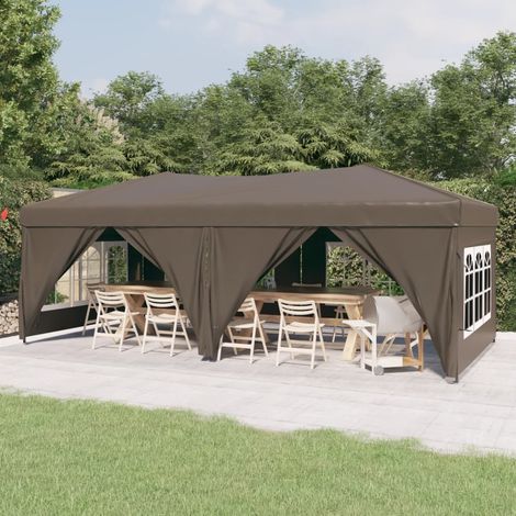 Tente de réception pliable Tonnelle de Jardin - Rapide à Installer avec parois Taupe 3x6 m BV760325 - BonneVie (1/5)