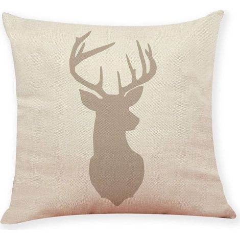 Weihnachtskissenbezug mit Rothirschkopf, 45x45 cm, bedruckt mit dem Aufdruck „Merry Christmas“, skandinavisches Dekor, perfekt für Sofa, Bett, Wohnzimmer, Feiertage, Neujahrsgeschenk. (1/4)
