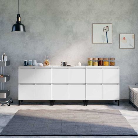 Lot de 3 Buffets Vintages,Enfilades blanc 60x35x70 cm bois d'ingénierie -TZ41013 (1/5)