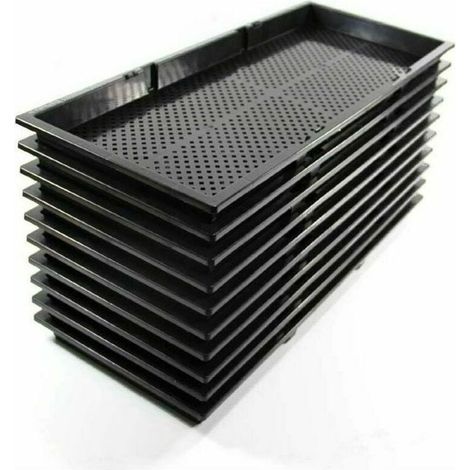 Lot de 10 plateaux de culture en polystyrène – 56 x 24 x 3 cm – Avec trous de drainage pour semis et boutures – Recyclable et réutilisable