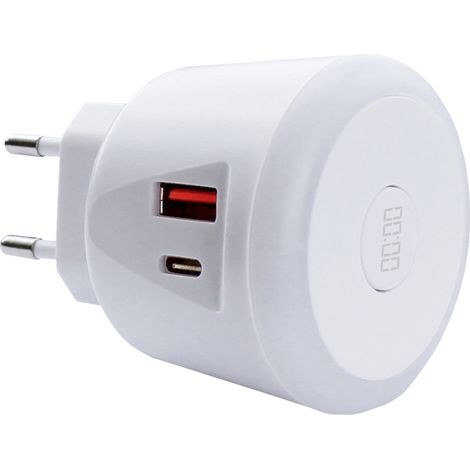 EcoSavers USB Timer Charger USB Ladegerät 20 W 1x USB-A, 1x USB-C® Weiß Innenbereich (1/4)
